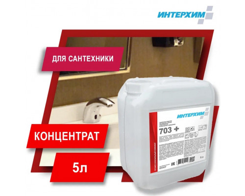 703+, 5л Усиленное средство регулярной очистки поверхностей в санитарных помещениях с защитным эффектом ih70450 Интерхим
