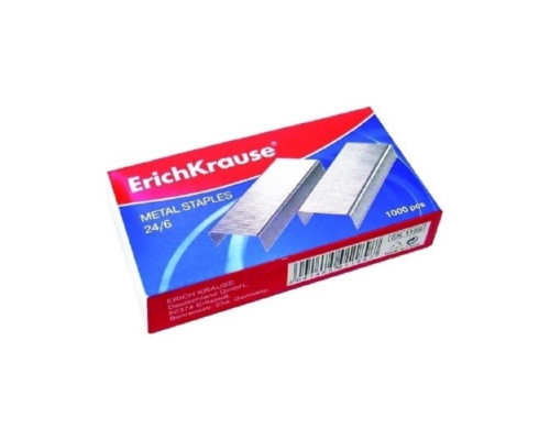 Скобы №24/6 никелированные, 1000шт Erich Krause