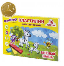 Пластилин 16 цветов ВЕСЁЛЫЙ ШМЕЛЬ Юнландия