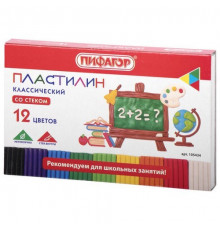 Пластилин 12 цветов "Школьный" Пифагор