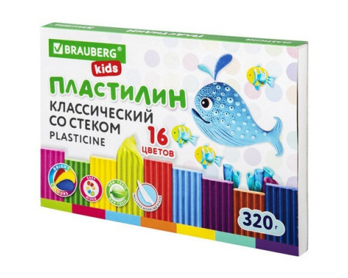 Пластилин 16 цветов KIDS Brauberg