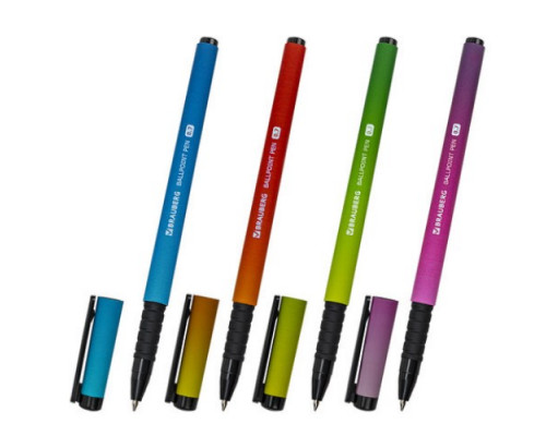 Ручка шариковая 0,5мм soft touch GRADE NEON Brauberg