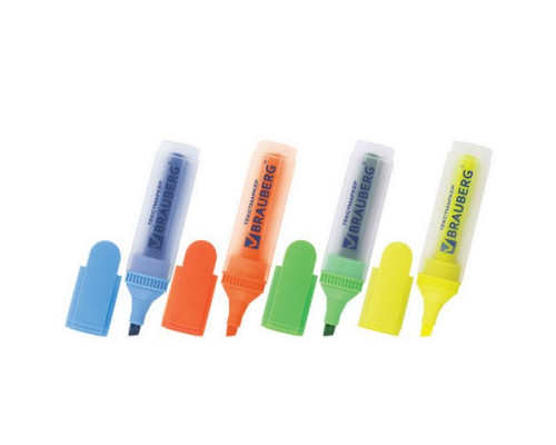Текстовыделители набор 4 цвета 1-5мм FLUO Brauberg