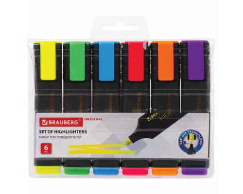 Текстовыделители набор 6 цвета 1-5мм ORIGINAL Brauberg