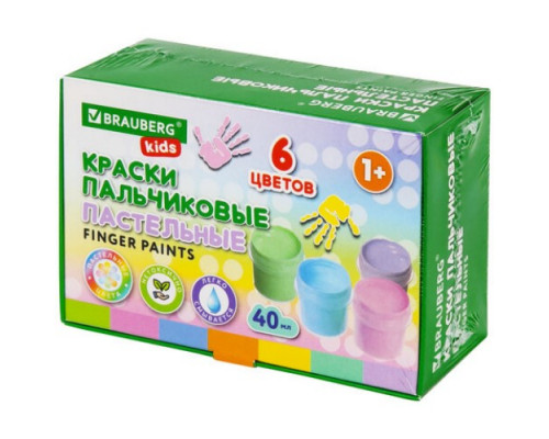 Краски пальчиковые 6цв*40мл Brauberg