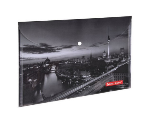 Папка-конверт на кнопке А4 160мкм "NIGHT CITY" Brauberg