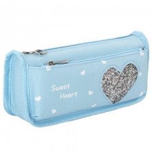 Пенал-косметичка 210*90*60 2 отд "Heart" голубой Brauberg