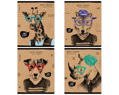 Тетрадь А5 48л клетка "Рисунки. Animals hipsters" ArtSpace