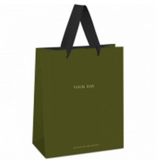 Пакет подарочный 26*32*12см "Olive tone" фольга MESHU