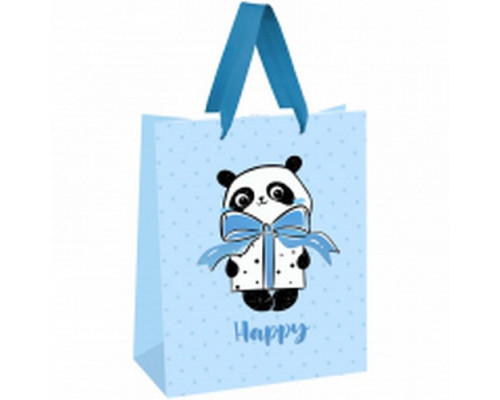 Пакет подарочный 26*32*12см "PandaGift_Blue" фольга MESHU