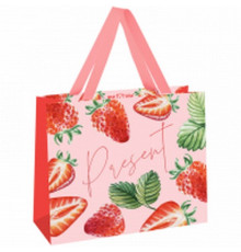 Пакет подарочный 32*26*12см "Strawberry" фольга MESHU