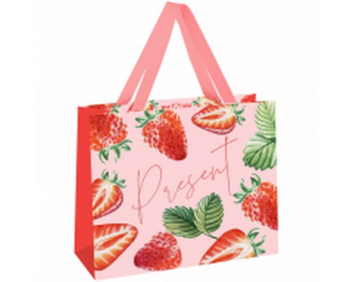 Пакет подарочный 32*26*12см "Strawberry" фольга MESHU