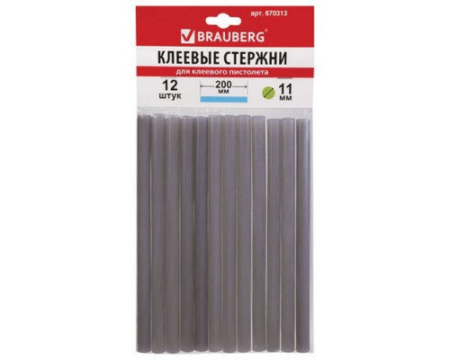 Клеевые стержни диаметр 11мм 12шт 200мм Brauberg